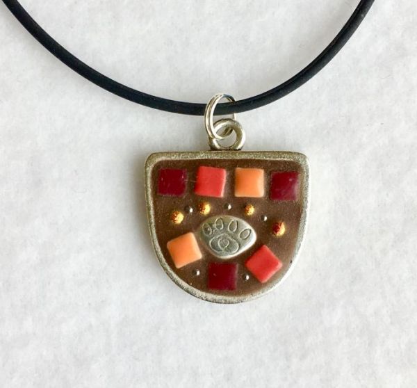 Paw Print in Red/Orange in Mosaic Jewelry at Windy Sea Designs