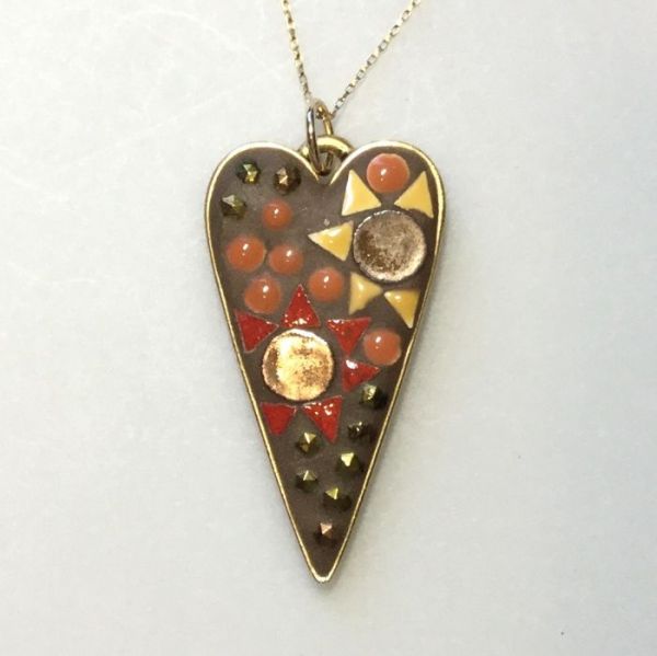 Sunflower Heart in Mosaic Jewelry at Windy Sea Designs