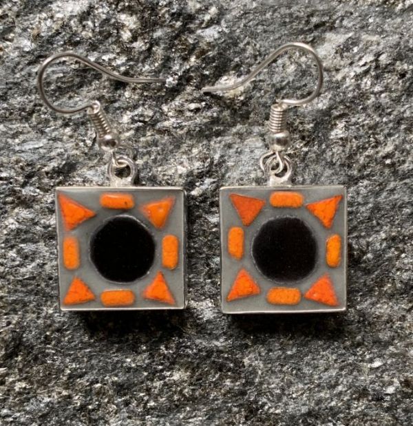 Black Center Mosaic Earrings in Mosaic Jewelry at Windy Sea Designs