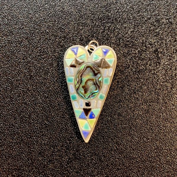Abalone Heart in Mosaic Jewelry at Windy Sea Designs