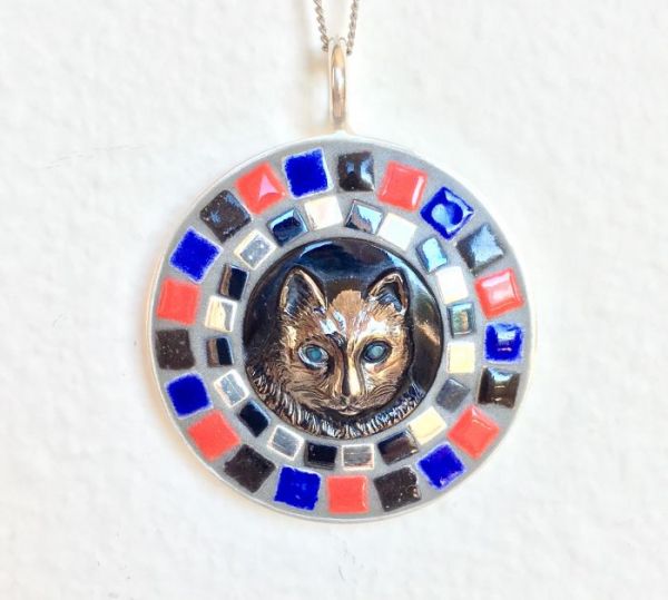 Black Cat in Mosaic Jewelry at Windy Sea Designs