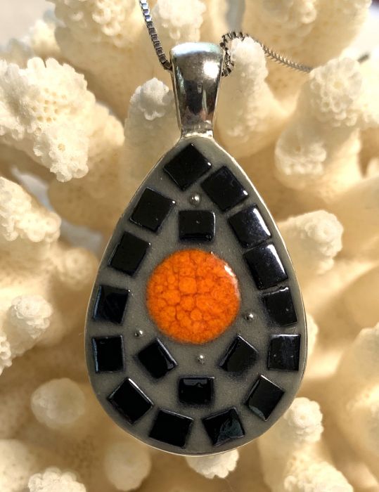 Orange and Black in Mosaic Jewelry at Windy Sea Designs